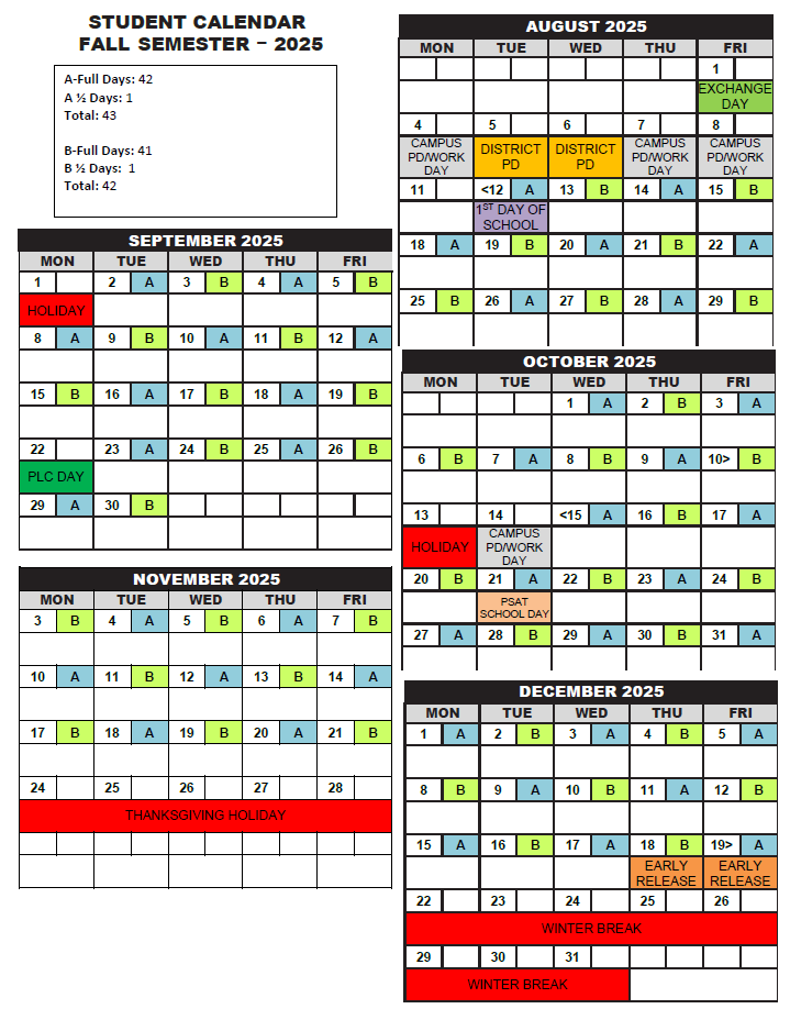Spring A/B Calendar